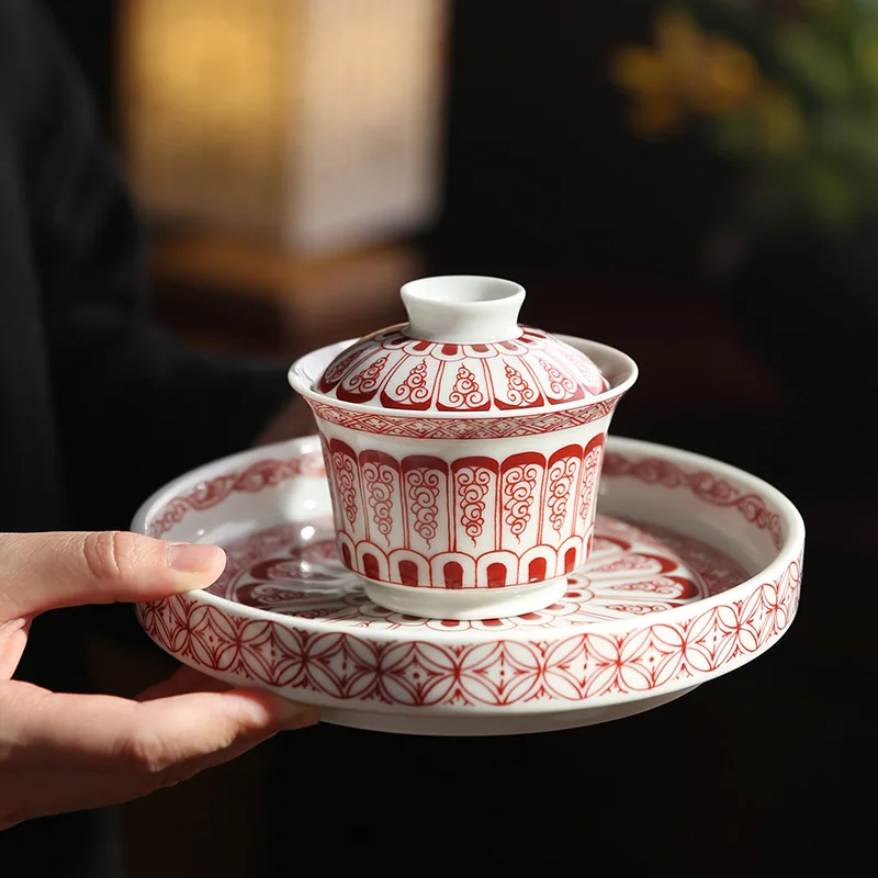 

Винтажная миска с тремя талантами, элитная бытовая керамическая чаша для чая с защитой от ожогов, большой горшок, креативный дизайн, посуда для питья