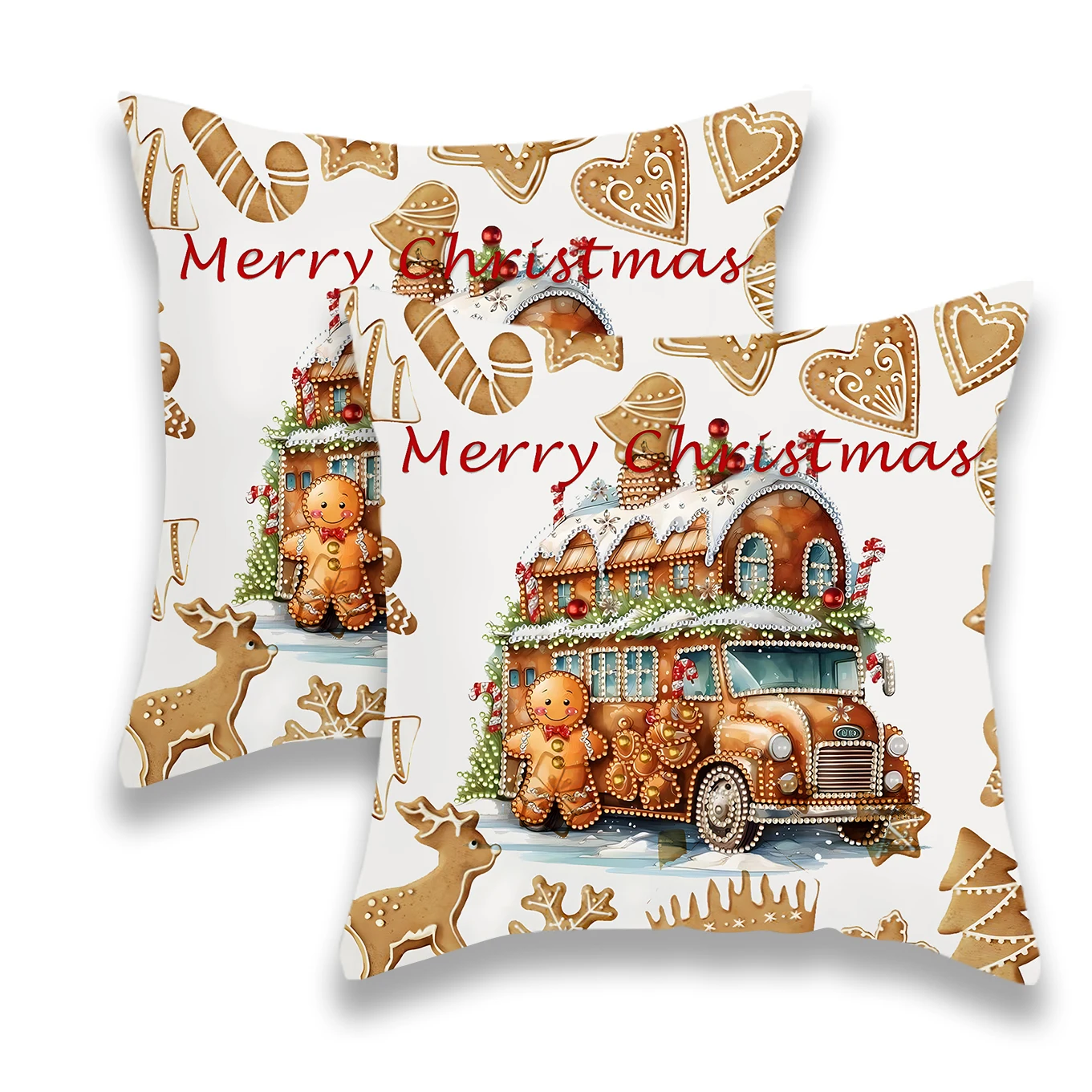 2Pcs Christmas Pillow cases 18x18 In Red Red Decorative Pillow Cover Pillowcase Home Decor Cushion Cover for Sofa Pillow Cases