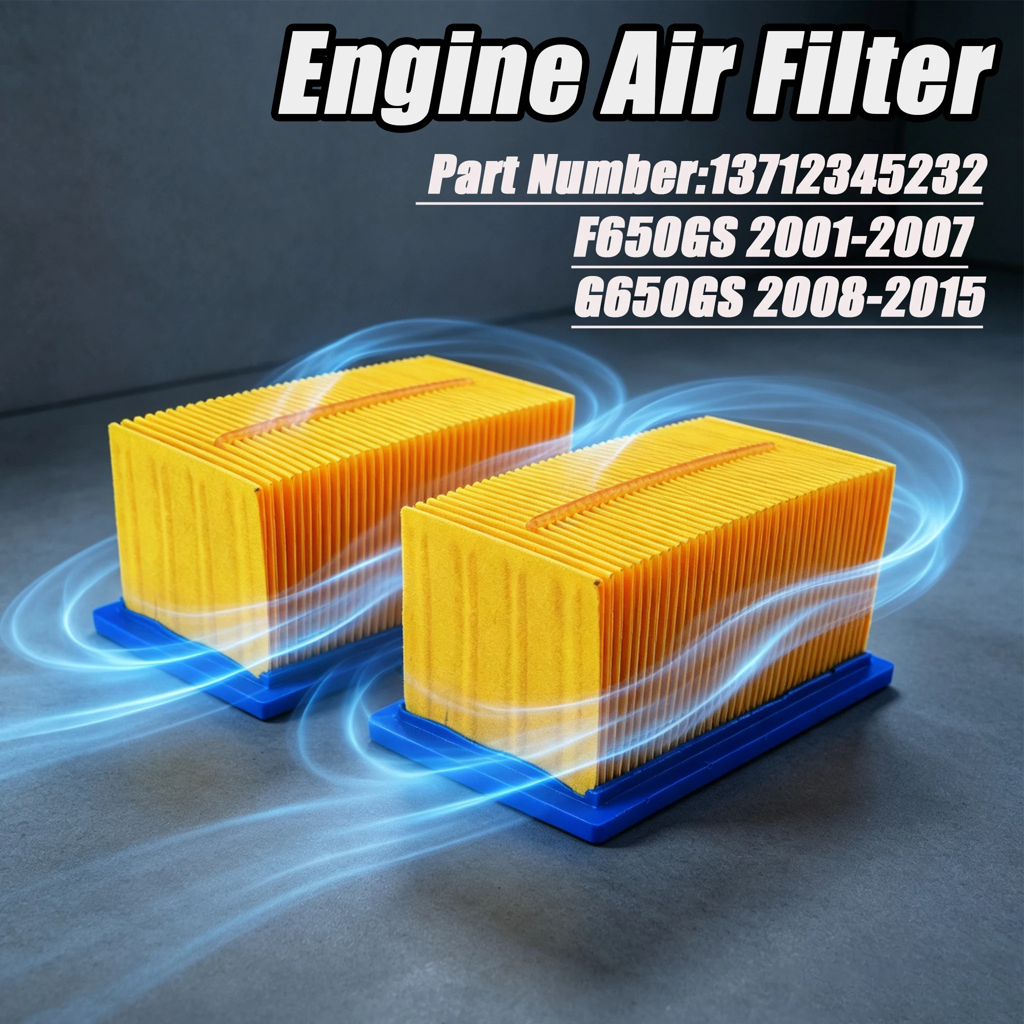 Motorcycle 2pcs Engine Air Filter Cleaner For BMW F650GS Dakar 2001-2007 G650GS Sertao 2008-2015 Air Intake Filter Element