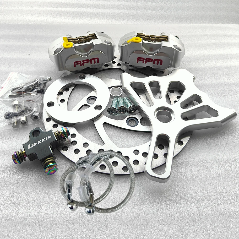 2‑Piece RPM Brake Caliper Kit 220mm Brake Disc Rear Flat Fork Hydraulic Brake System Modify Parts For Scooter Motorcycle E‑bike