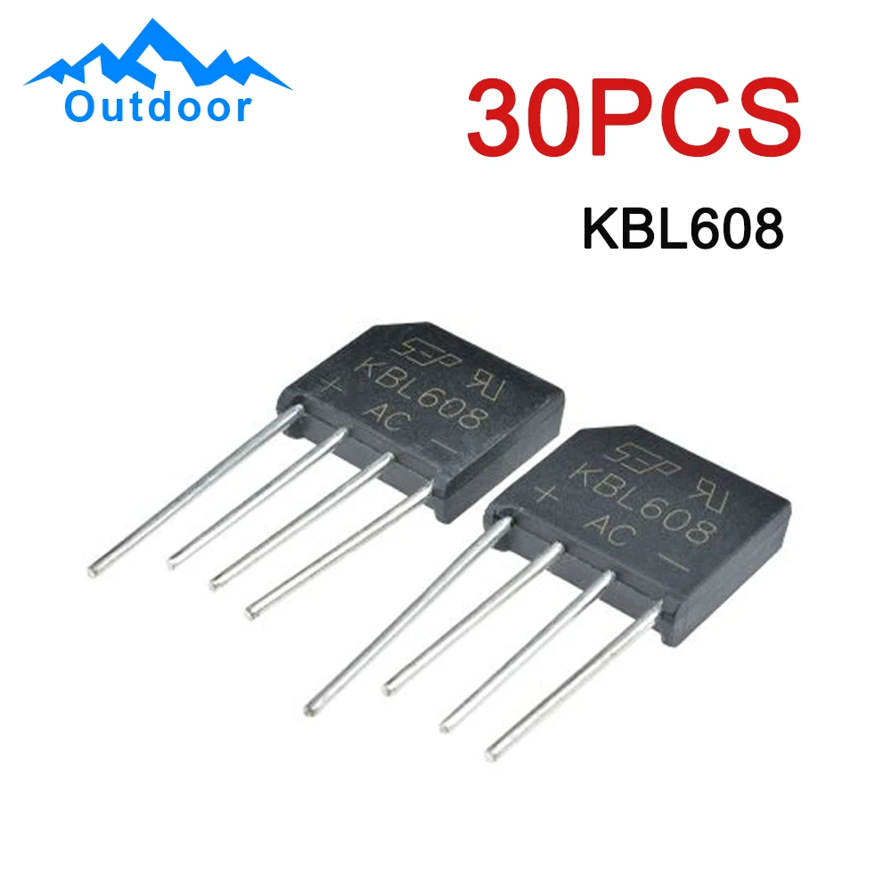 30Pcs/lot KBP307 KBL608 Rectifier Bridge Rectifiers Electronic Components Rectifiers Active Components Rectifiers 800V 6A