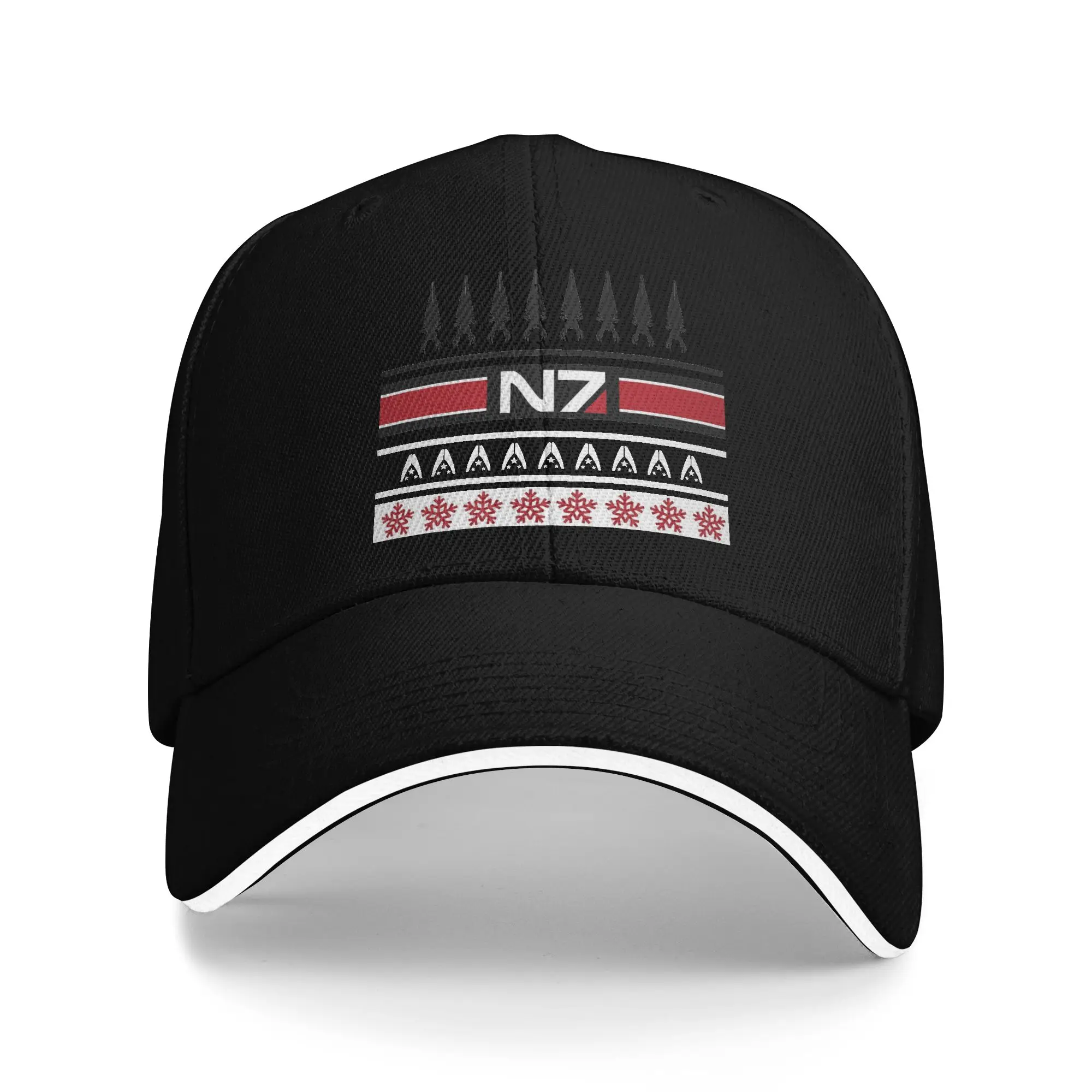 Transparent Mass Effect Christmas Design Sandwich Caps Baseball Cap Mass Effect N7 Hats Breathable Snapback Caps Racing Cap