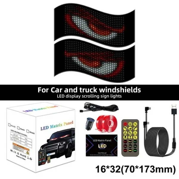 

Flexible LED RGB Car Matrix Pixel Panel Programmable DIY Scrolling Animation Display Truck Eyes Sign Light APP Control Module