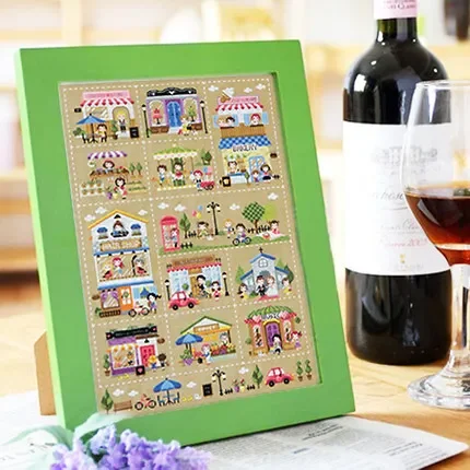 Amishop Gold Collection Lovely Counted Cross Stitch Kit The Mini Village Town Country Countryside City Home SO K8