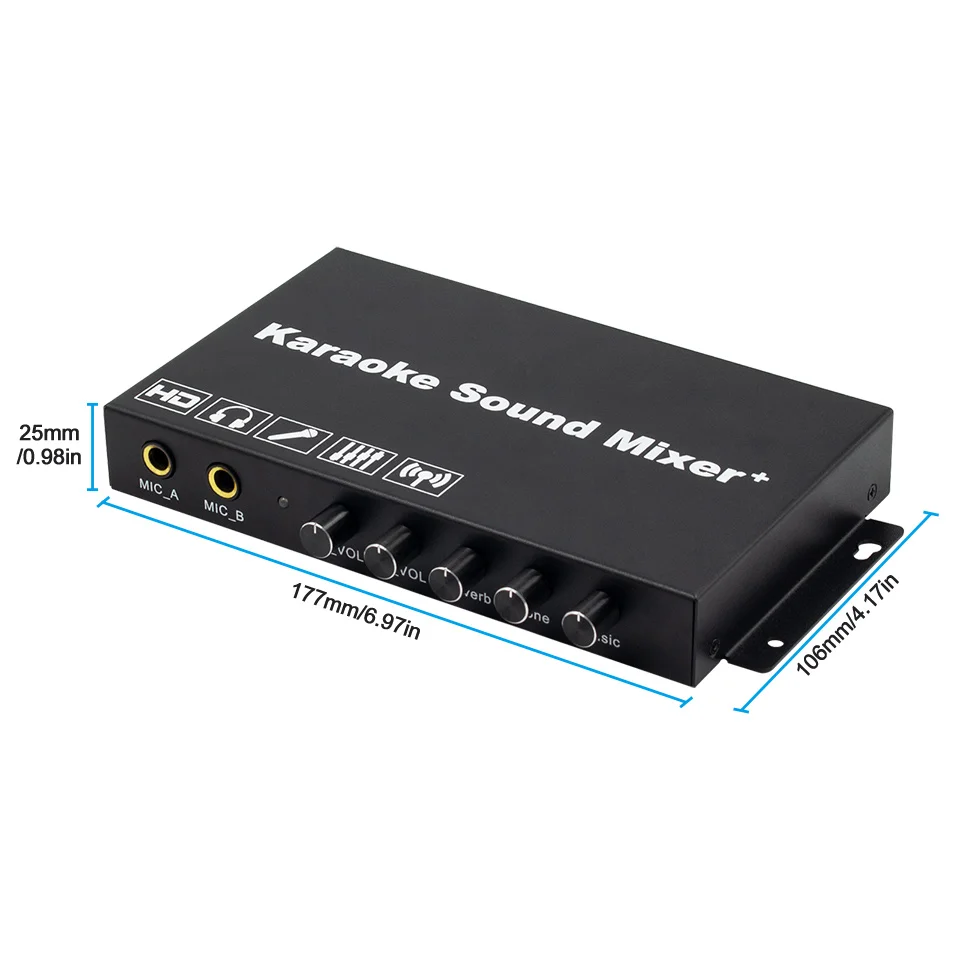 Professional Karaoke Mixer System with HDMI, 3.5mm audio  Microphone Handheld Stage Performance Church Singing handheld stage