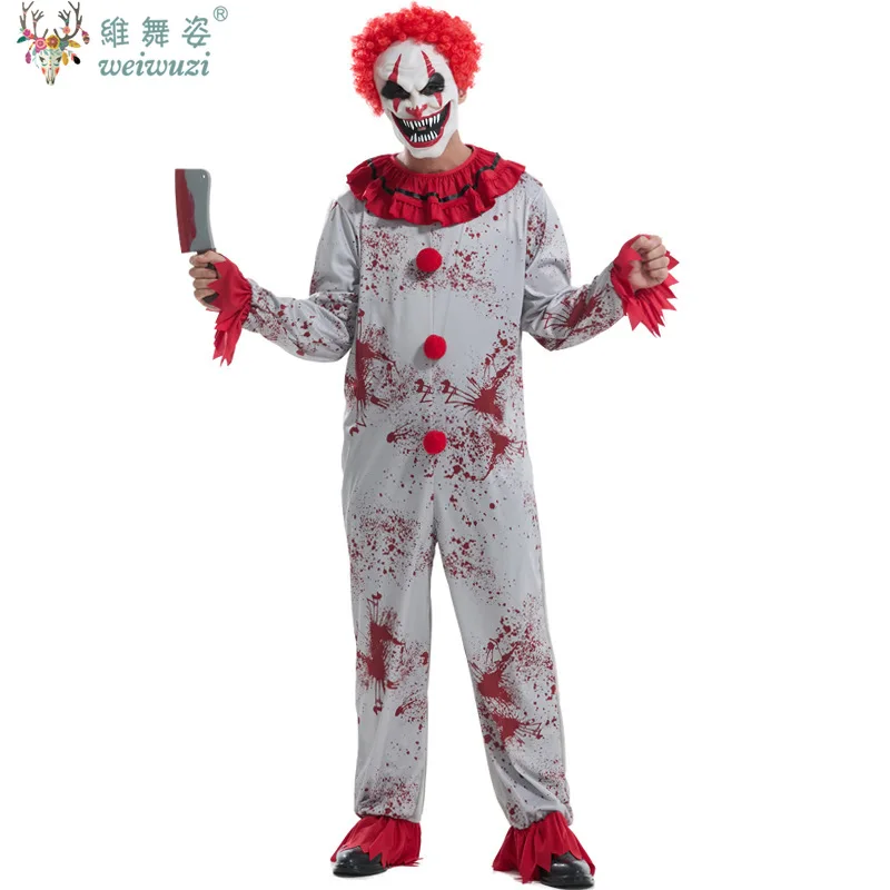 

Halloween Carnival Makeup Party Bloody Clown Killer Costume Cosplay Horror Fear Strange Style Stage Performance Fancy Costume