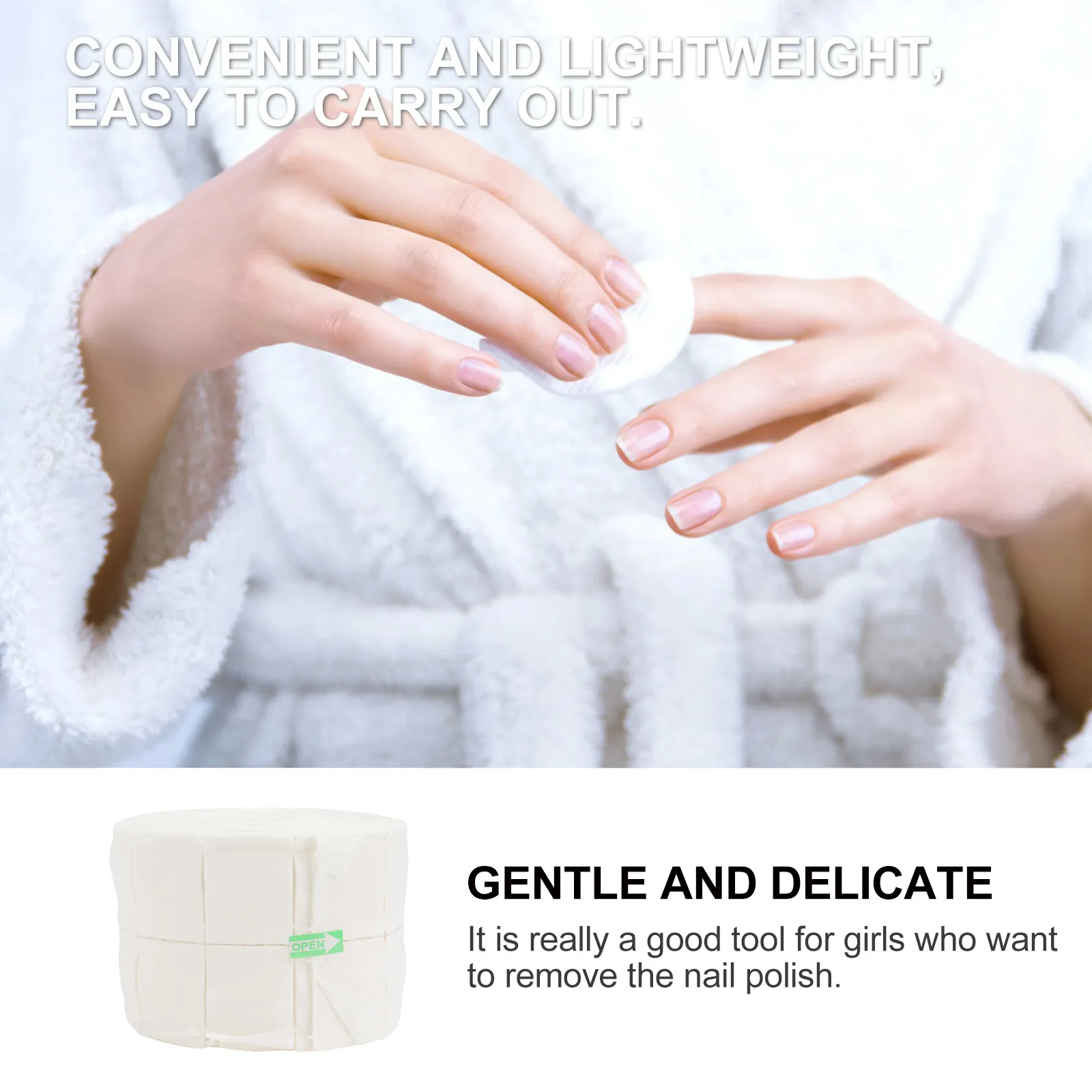 500Pcs Disposable Cotton Nail Wipes Roll Premium Soft Thin Light for Nail Polish Gel Removal Makeup Skincare Salon Home Use view 2
