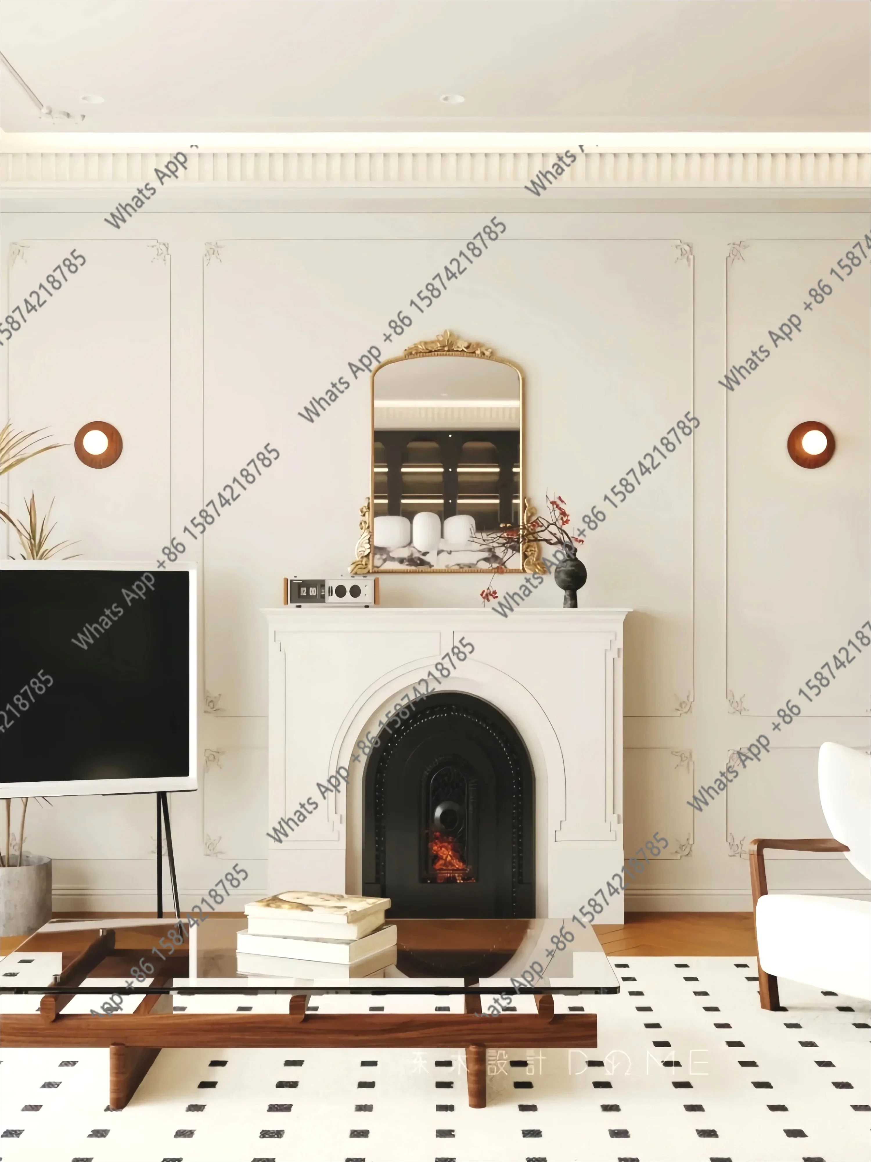 X Sm B51 French Solid Wood Fireplace Modern Simple Entrance Cabinet European Style, Simulated Fire Fireplace Cabinet Decorative