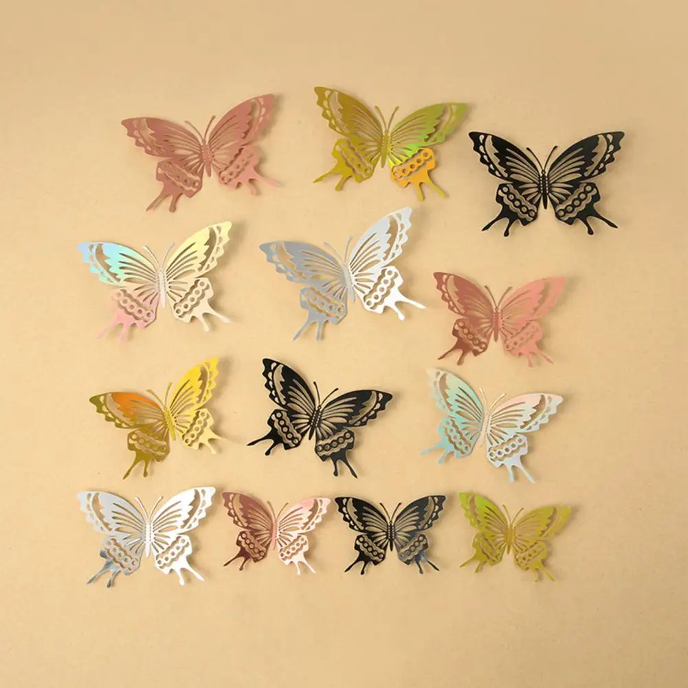 Scratch-resistant Wall Decal Removable Wall Decal 12 Pcs 3d Butterfly Wall Decor Stickers Hollow Butterfly Cupcake for Room