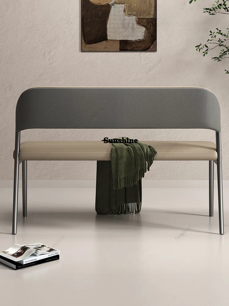 

Modern Simple Long Dining Chair Household Long Stool Backrest Double Dining Chair