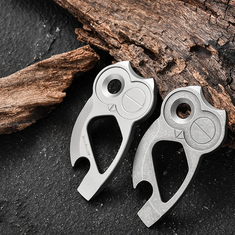 Small Titanium Alloy Bottle Opener, Portable Creative Key Ring Pendant Carry EDC Tool Multi-function Opener,Owl Opener