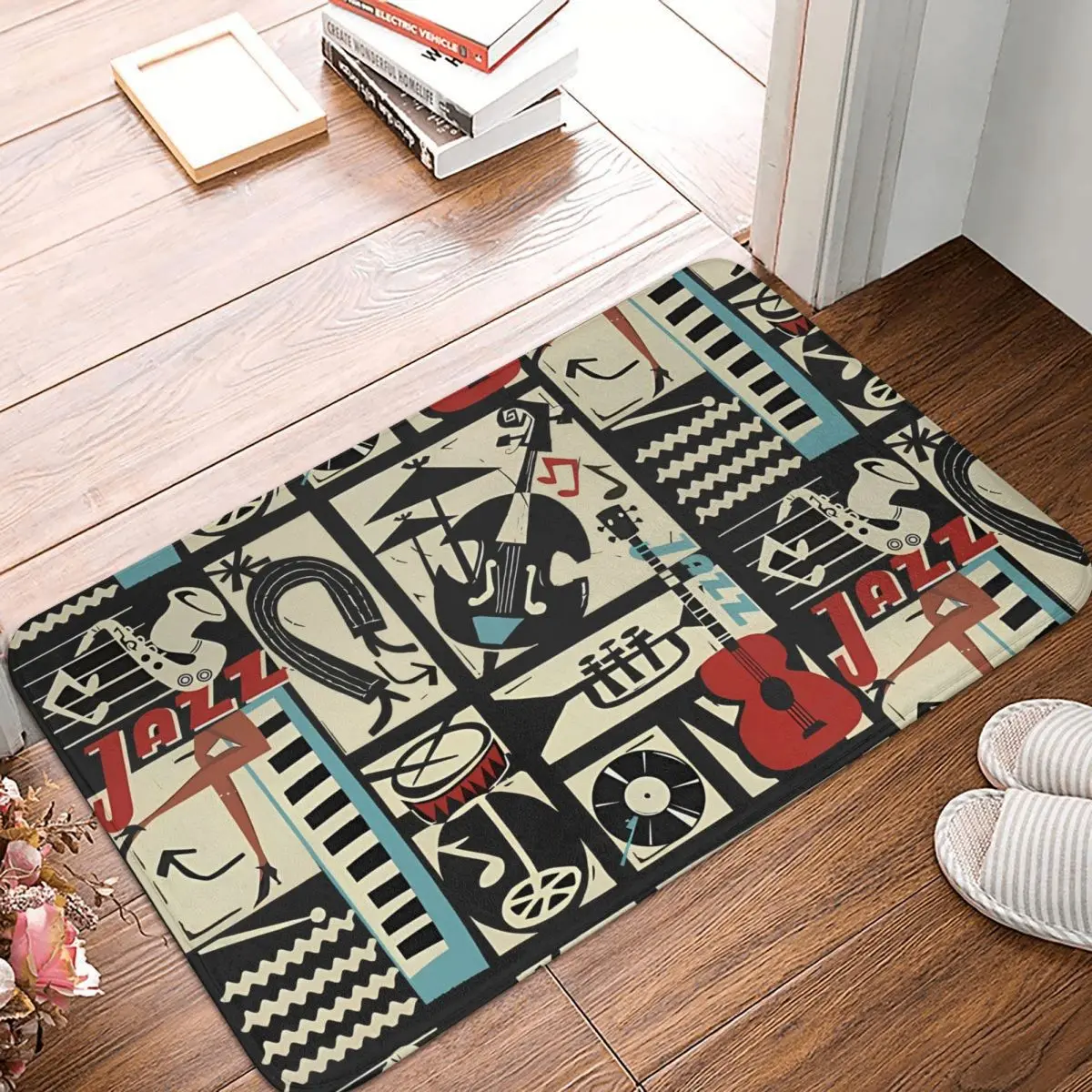 The Jazz Rythm Full Guitar Non-Slip Carpet Doormat Living Room Kitchen Mat Entrance Door Floor Rug