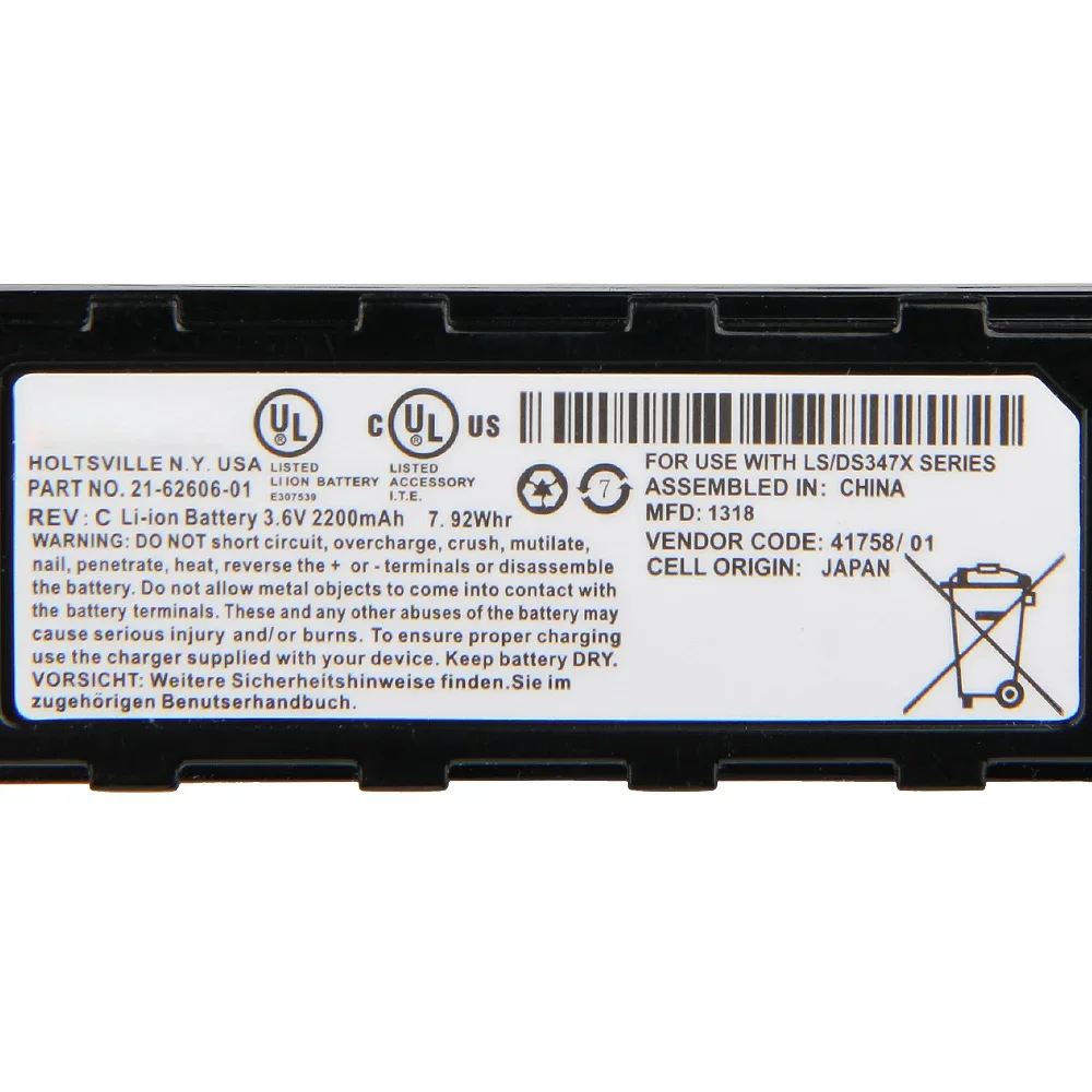 

Replacement Battery For Honeywell 8800 Symbol LS3478 DS3578 DS3478 LS3578 21-62606-01 2200mAh