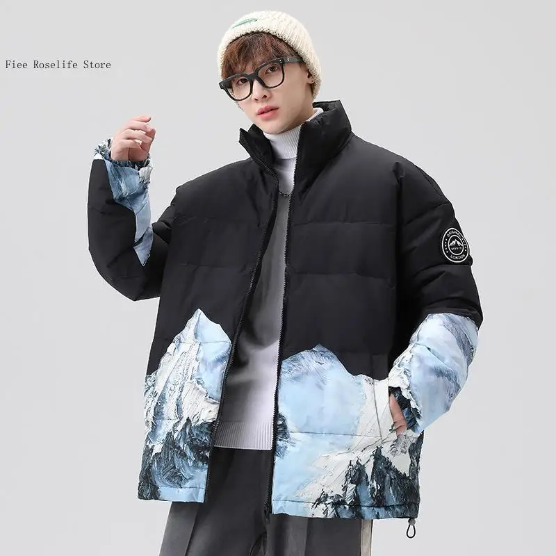 Autumn and Winter warm Basic Popular Solid Color Ironless Urban Stand Up Collar Jacket Down Jacket Coat Men