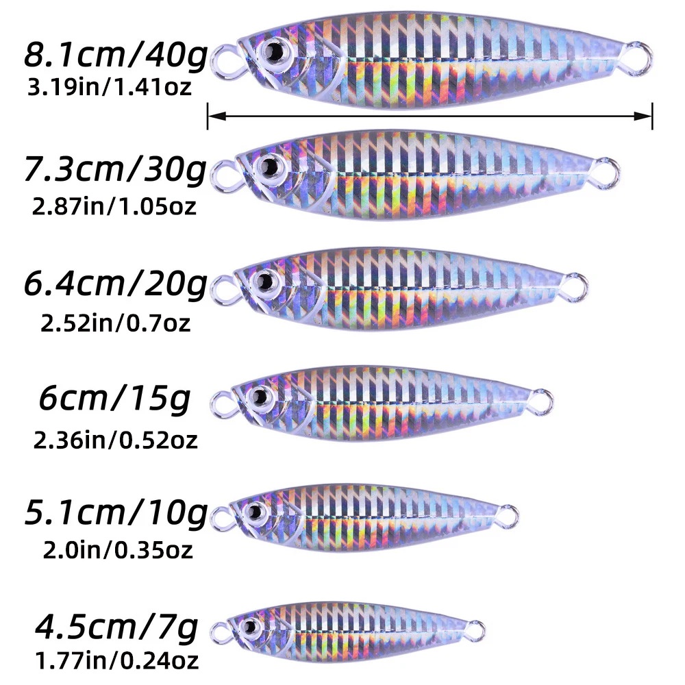 Aorace 5 Stück Metall-Jig-Köder 10G 20G 30G 40G Künstlicher Köder für Uferangeln Jigging Metall-Bass-Angelköder mit Box – Detail 3