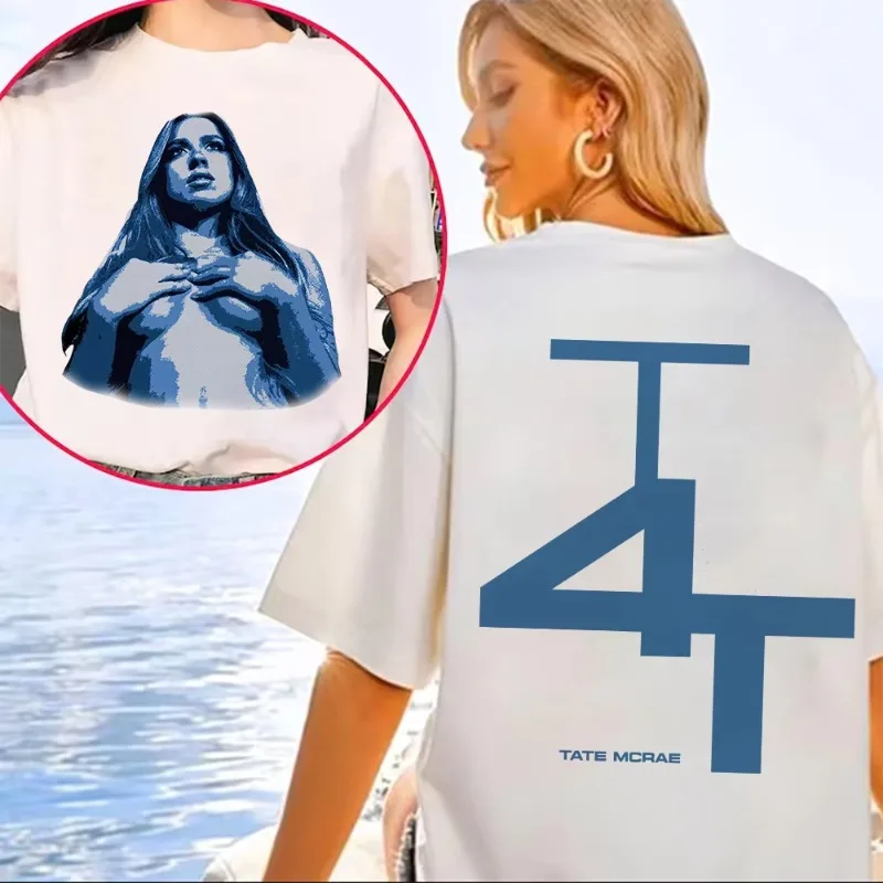 

Футболка Tate Mcrae Tit for Tat, новинка 2025, мужская/женская одежда, мужские/женские топы высокого качества в стиле Харадзюку для фанатов, хлопковые футболки