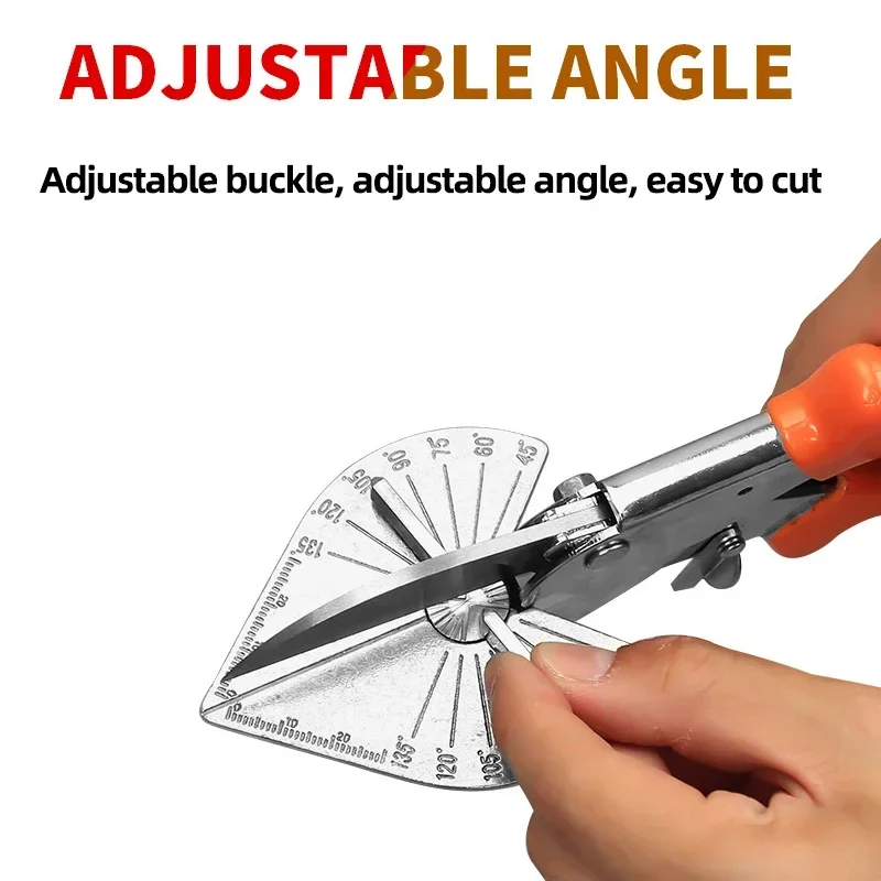 Multi Angle Miter Shear Cutter 45-135 Degree Adjustable Angle Hand Cutting Tools Mitre Siding Wire PVC/PE Plastic Pipe Hose Duct