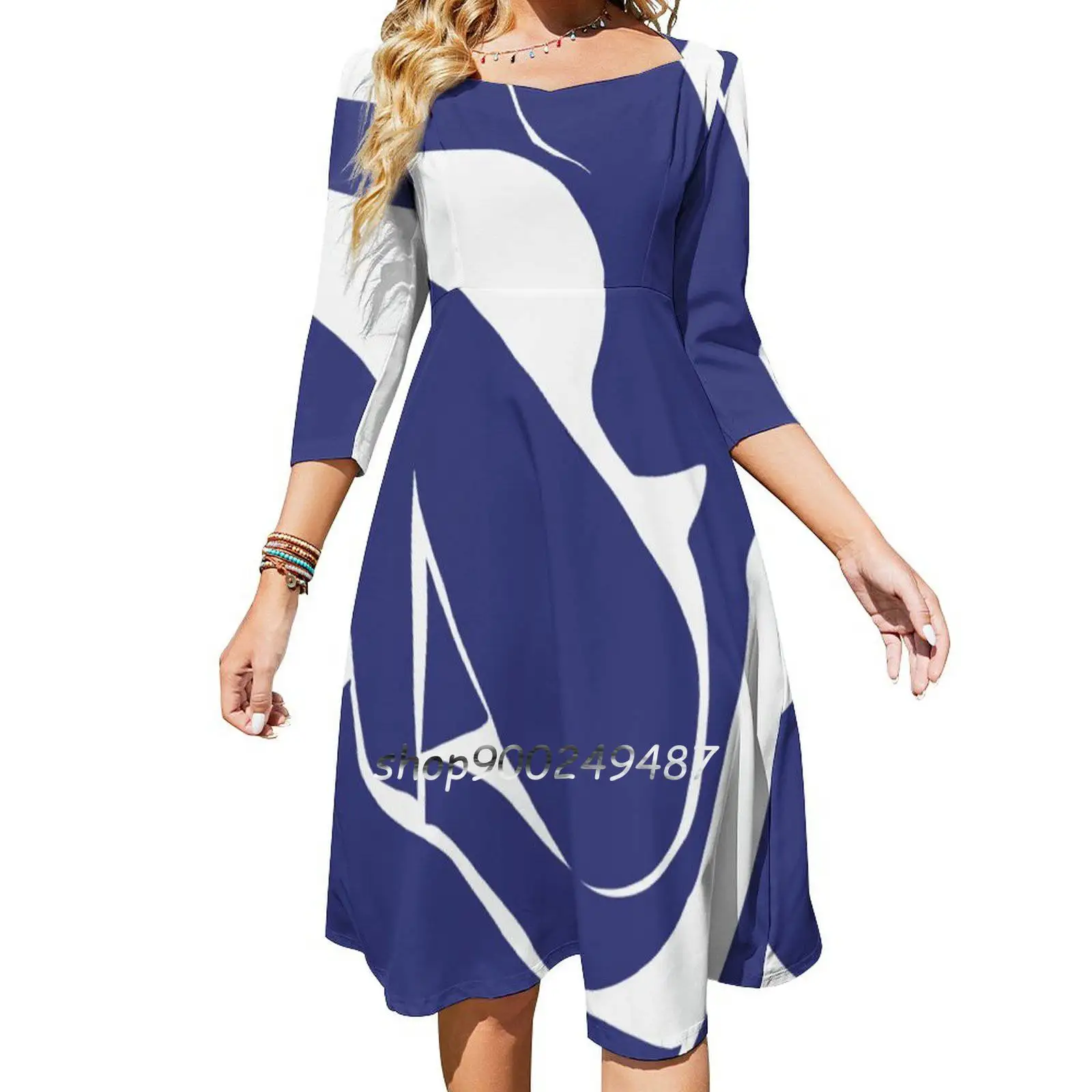 マティス-カットアウトされたフィギュアドレス,イブニングドレス,セクシーなミドル丈ドレス,女性のための甘いワンピースドレス,韓国の抽象芸術,ミニマリストアート,#1