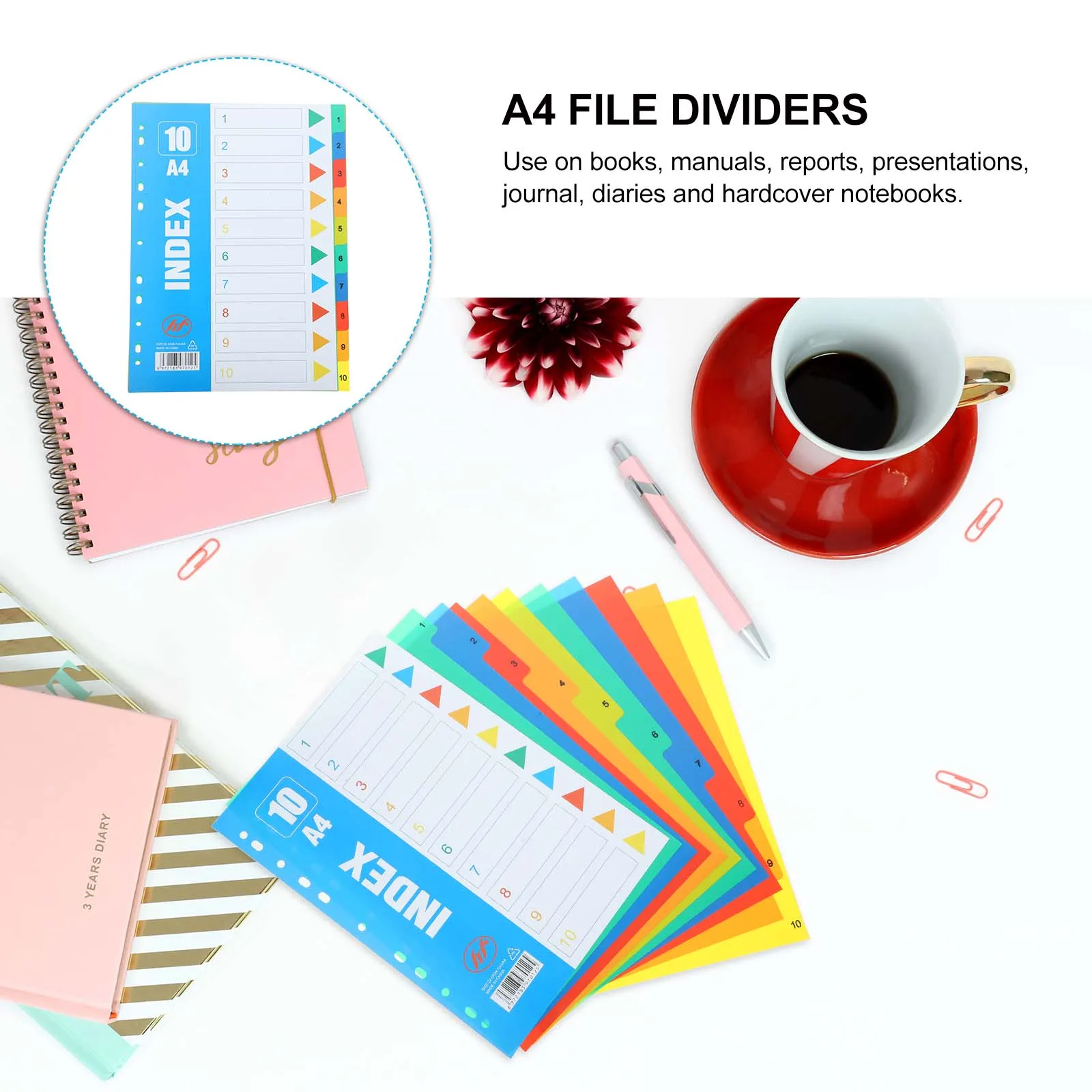 

1 set A4 Index Dividers Pastel Notebook Dividers For Binder Journal Tabs Organizer School Office Supplies A4 Divider Separators