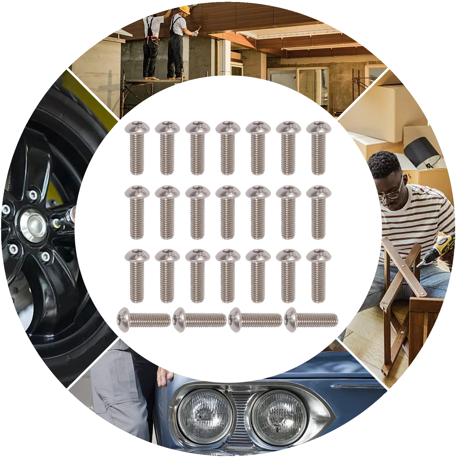 M8 x 1" Button Head Socket Cap Bolts Screws (25pcs) Stainless Steel Allen Hex Drive Fully Thread Machine Screw