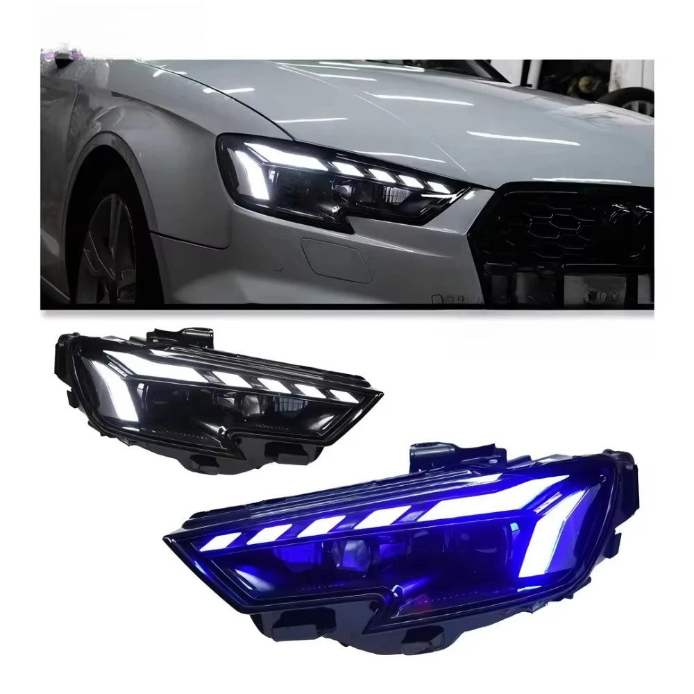 HETOP A3 S3 Headlight 2017-2020 Upgrade Headlights LED Angel Eye Lamp Modified Front Turn Signals Daytime Running Light for Audi