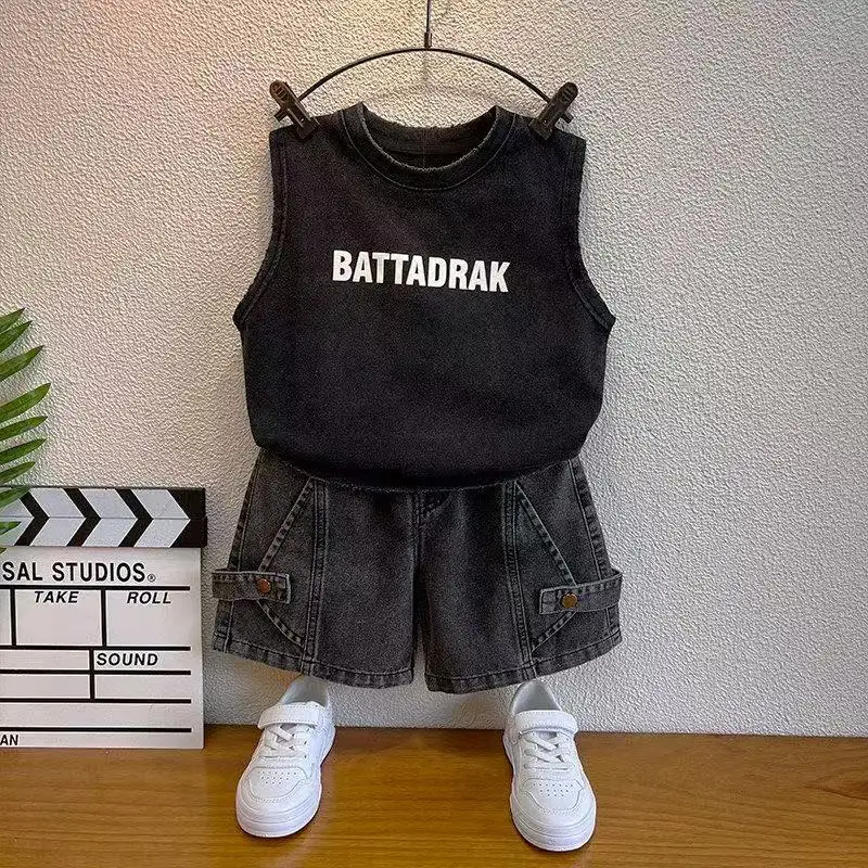 

Children's Summer Clothing Set Fashion New Kids Boy Sleeveless Vest+Shorts Two-piece Set 2-9 Years