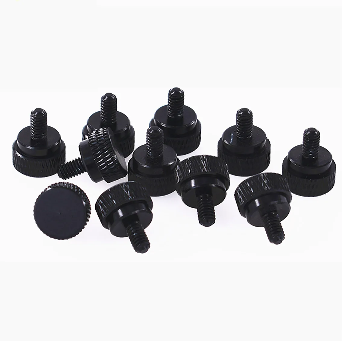 5Pcs Black Thumb Screw M4*7mm Aluminum Alloy Flat Head Knurled Step Hand Tighten Bolts Camera DIY Parts