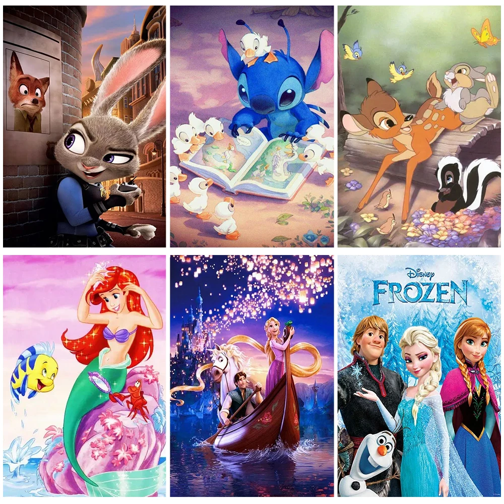 

Disney Princess Full 5D Diamond Painting Cartoon Zootopia Lilo Stitch Mosaic Embroidery Handmade Home Decoration Gift