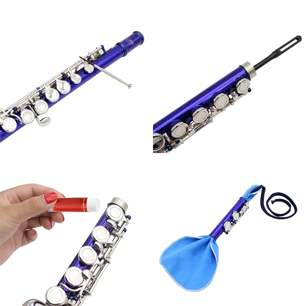 1Set Fluit Cleaning Care Kit Zachte Niet-pluizende Reinigingsdoekje Staaf Kurkvet Schroevendraaier Handschoen voor Piccolo Klarinet Houtblazers