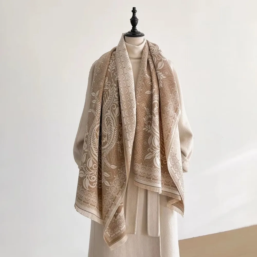 

Уютный универсальный шарф из искусственного кашемира, элегантное роскошное одеяло из пашмины, ветрозащитная теплая женская шаль, зимний сезон