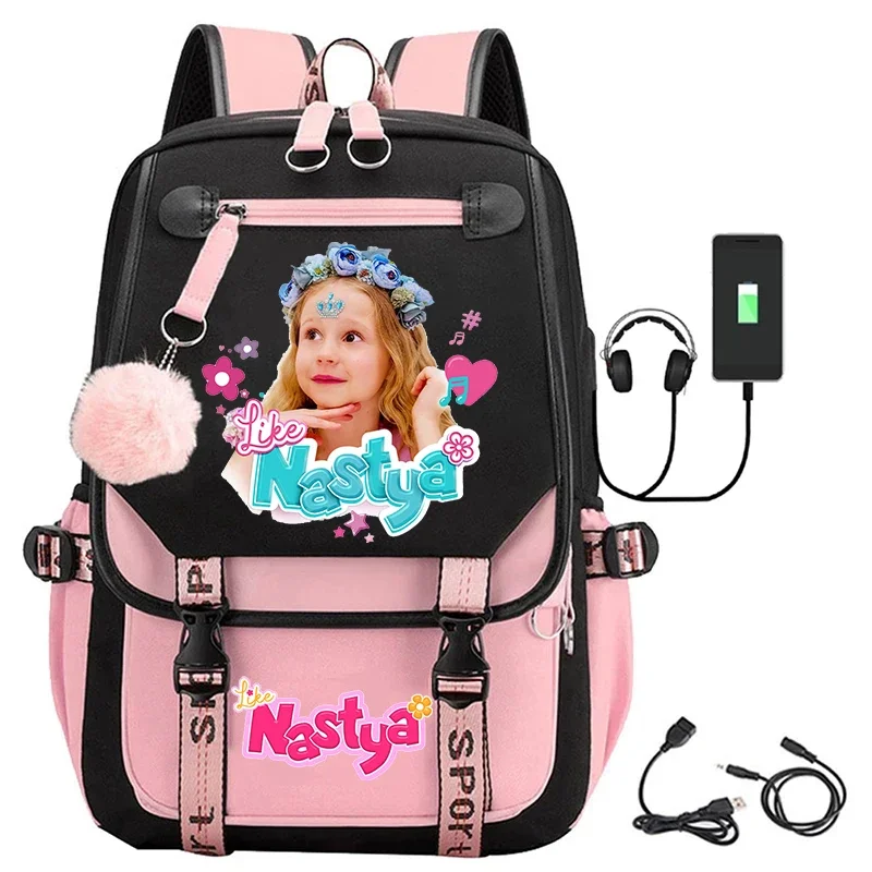 

New Female Fashion Like Nastya Print High Capacity Waterproof Backpack Trendy Women Laptop School Bags Cute Girl Travel Book Bag