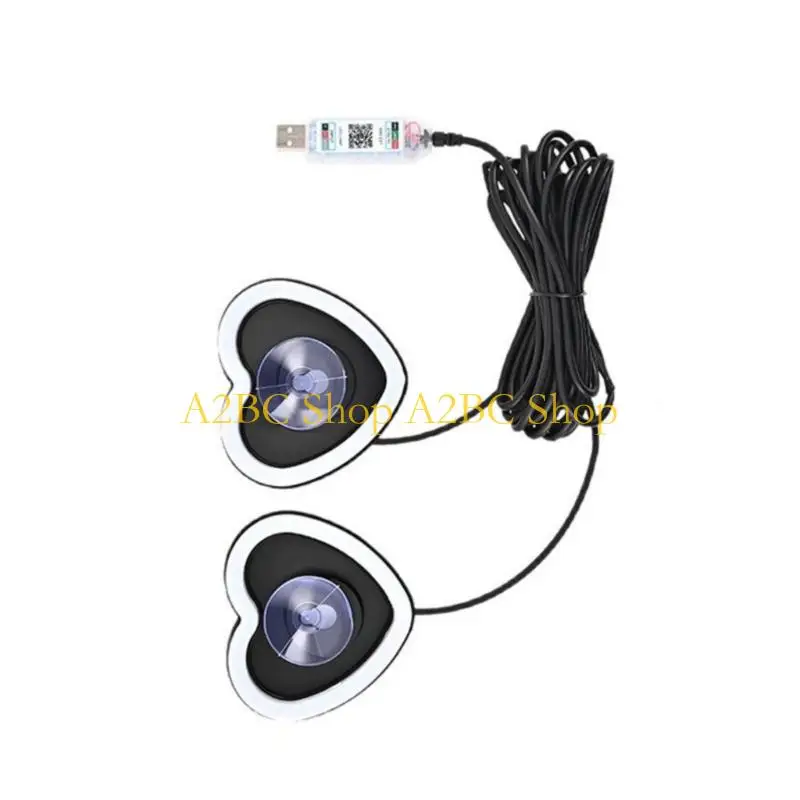 A2BC Multicolor LED Light For Auto Triangle Window Heart-Shaped Simple Mounting