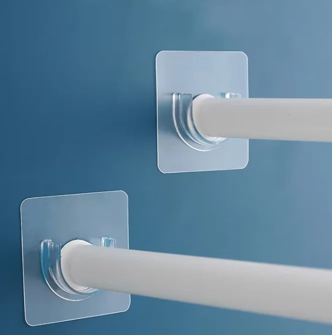 6/8Pcs Punch-Free Telescopic Pole Support Sticker Adjustable Rod Holder Crossbar Wall Hooks Nail-Free Fixing Bracket for Home