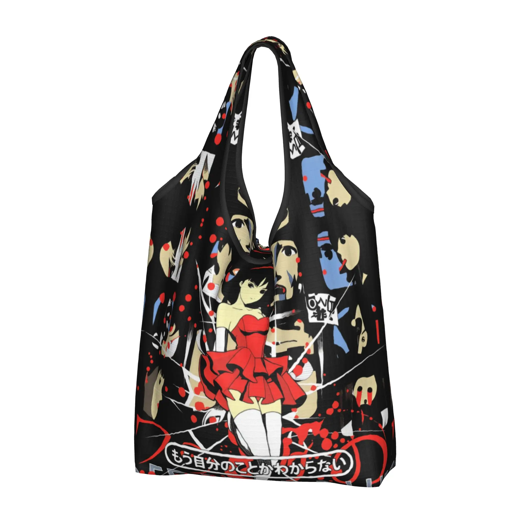 Custom Perfect Blue Japane Anima Thriller Film   Shopping Bags Women Portable Big Capacity Grocery  Shopper Tote Bags