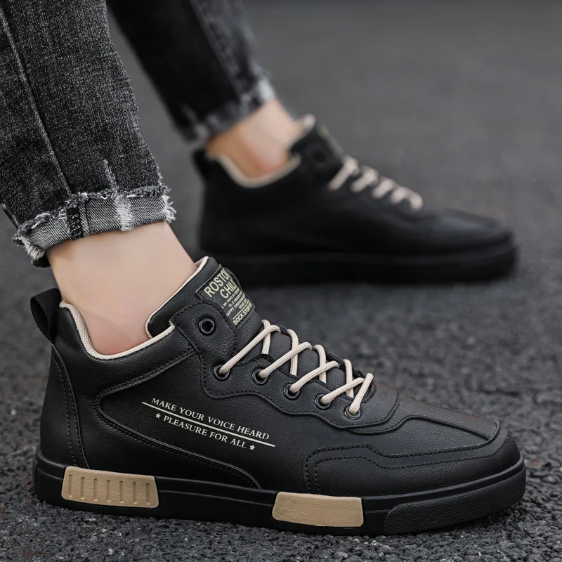 Brand Mens High-top Skateboard Shoes Trend Vulcanized Shoes For Men Breathable Casual Shoes Lace Up High Quality Tenis Masculino