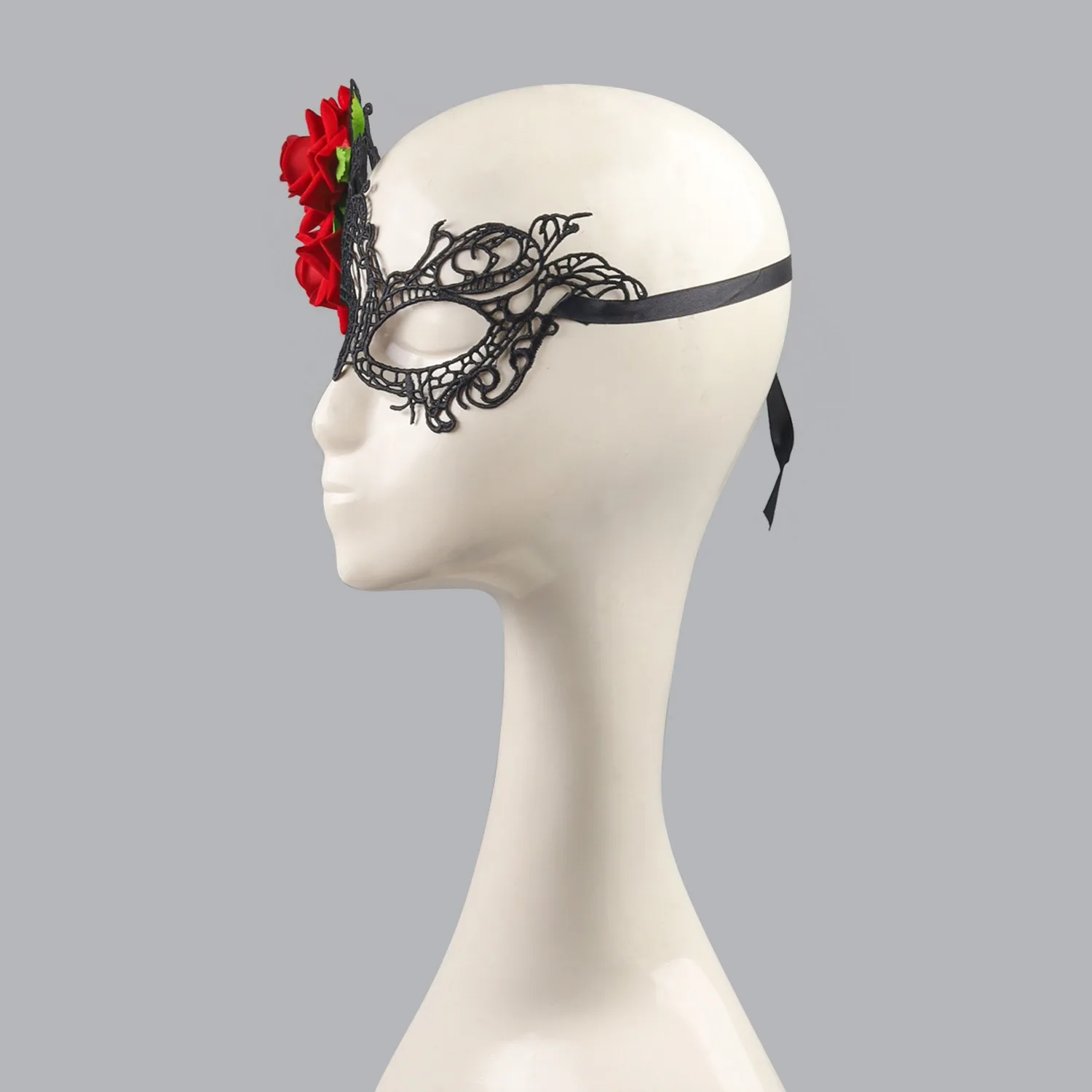 Masquerade Mask Womens Venetian Mask Pretty Elegant Lady Masquerade Halloween Mardi Gras Party Props with Rose Decor