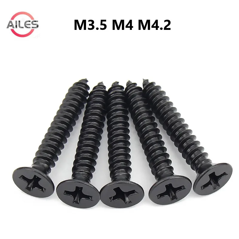 

Black 304 Stainless Steel M3.5 M4 M4.2 Flat Countersunk Cross Recessed Head Self Tapping Srews Flat Head Philips Tapping Screws