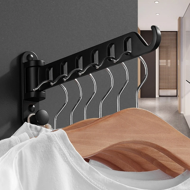 Wall Mounted Laundry Hanger Dryer Rack Folding Clothes Hanger Metal Storage Rack for Home Dormitory Balcony Heavy Duty Dropship