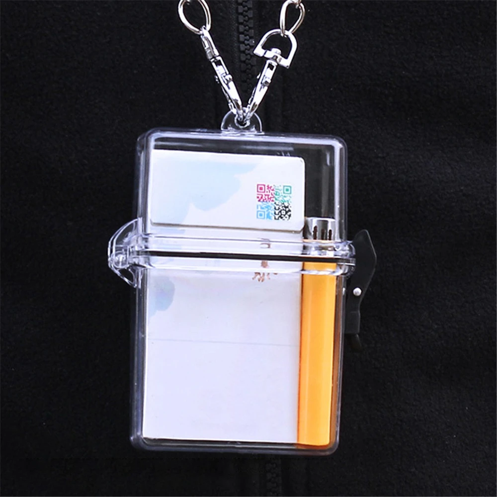 Waterproof Tobacco Case Transparent Lady Plastic Cigarettes Cases Lanyard Lighter Card Key Lipstick Storage Box Smoking Gadget