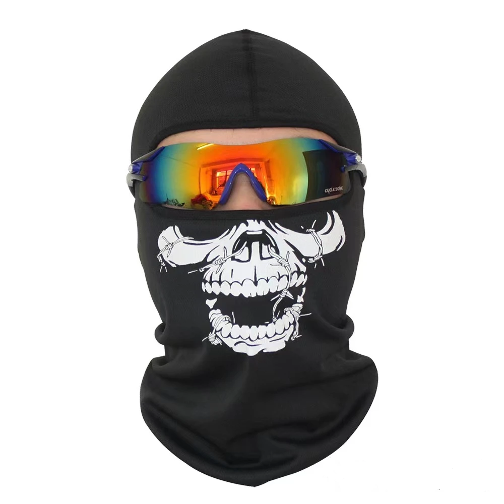 AliExpress NONE Bicycle Balaclava Full Face Mask Skull Print Motorcycle Full Face Mask Windproof Skiing Head Neck Warmer Bicycle Helmet Liner