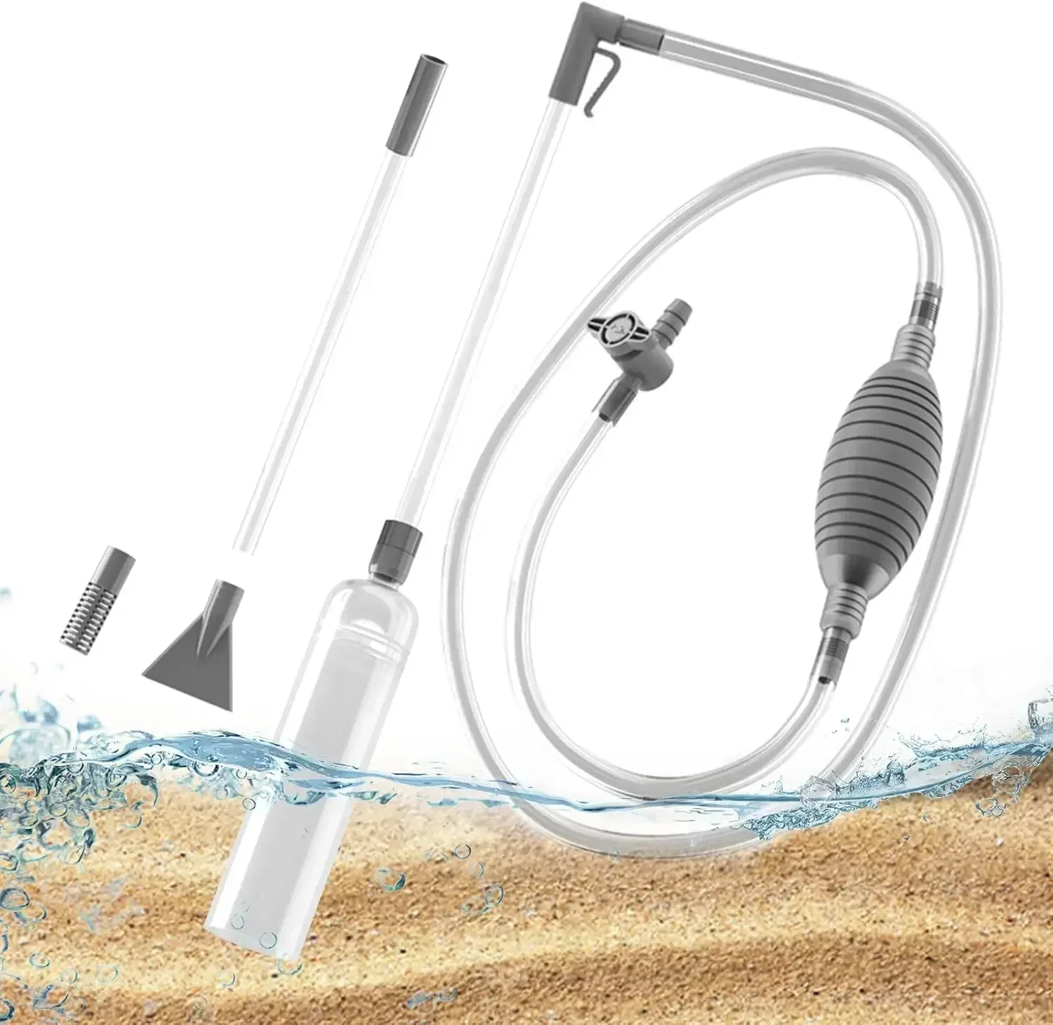 Aquarium-Siphon-Vakuum für Kies, Großer Wasserwechsler, Aquarium-Sandreiniger und Wasserwechsel-Reinigungsset mit Verlängerungsrohr – Detail 1