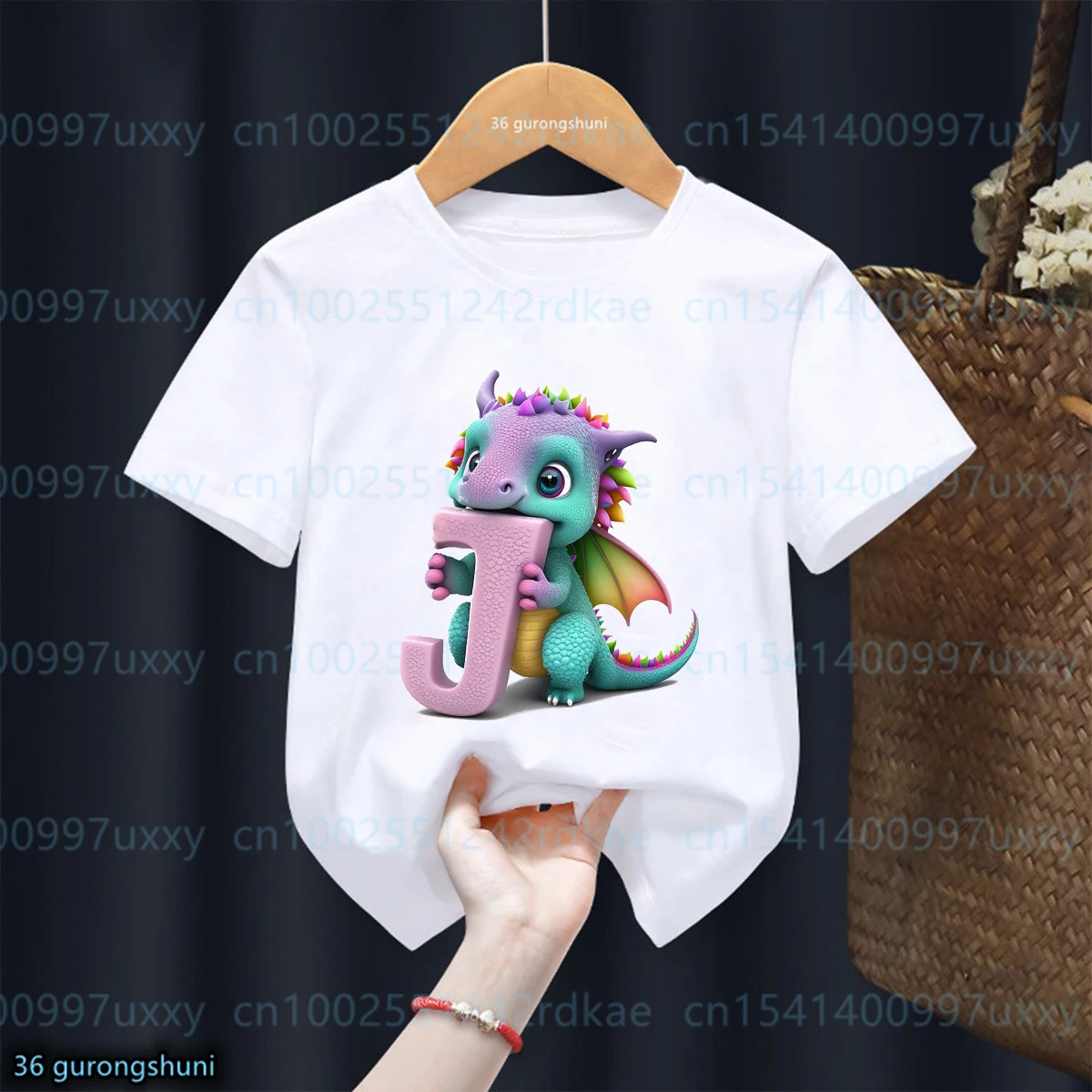 

New Boys T-shirt Funny Dinosaur Letter Print Tshirt Cute Baby Tshirt Fashion Casual Boys Clothing Summer White Short sleeved Top