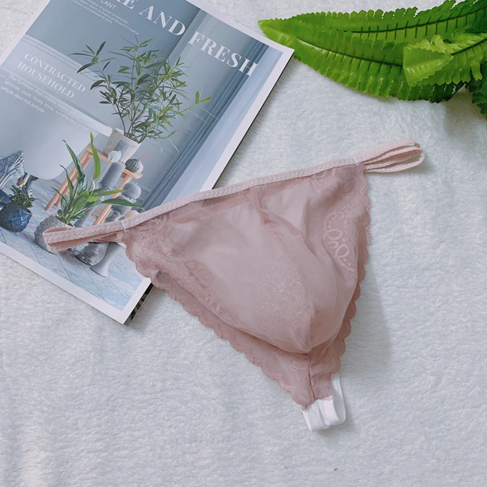 

Sexy Men Sissy Lingerie Lace Panties Thong Breathable Bikini Seamless Briefs Gay Lingerie Male Underwears Convex Pouch Underpant