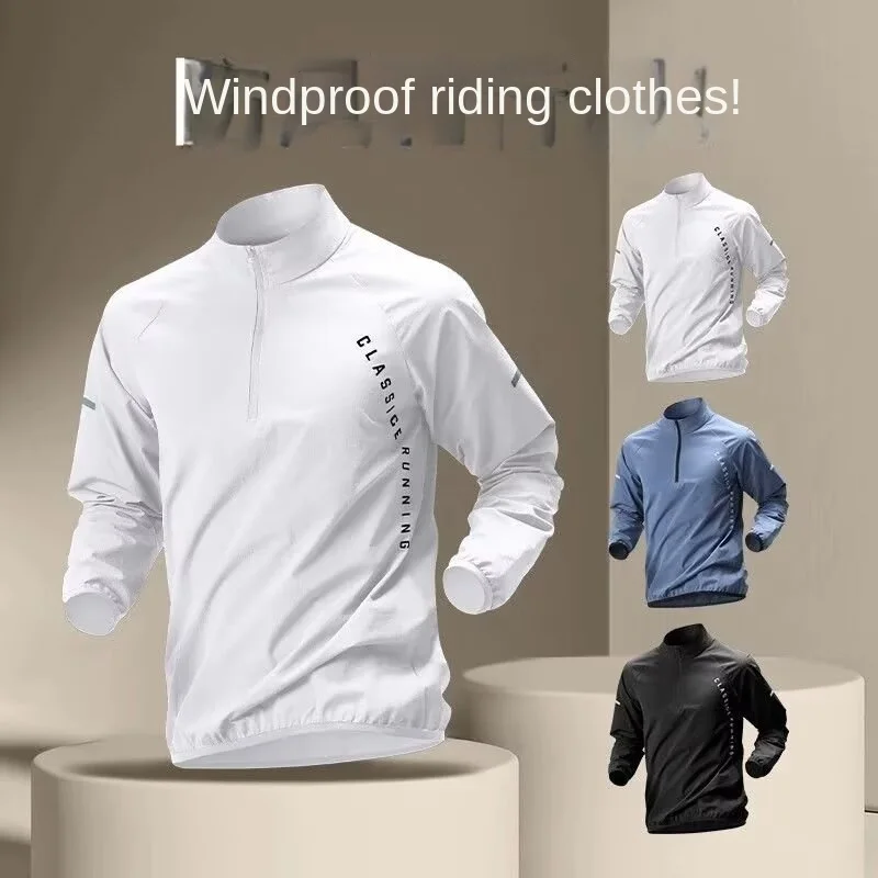 Camiseta de entrenamiento de secado rápido para hombre con media cremallera, manga larga, para ciclismo y running en primavera