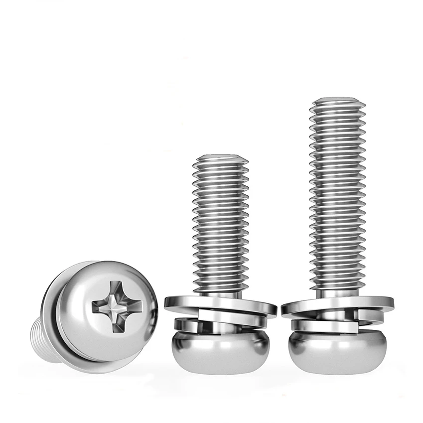 

Cross Shaped Round Head With Washer, 304 Stainless Steel Three Combination Screw, Furniture Accessory Screw