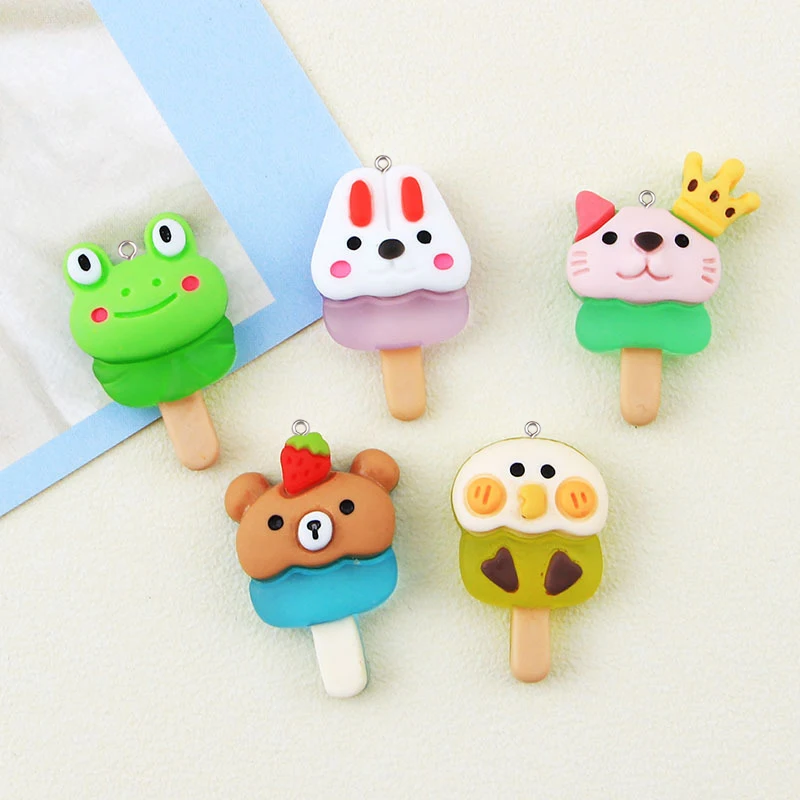 100pcs Resin Cartoon Ice Cream Charm for Jewelry Making DIY Pendant Keychain Necklace Earrings Decoration Accessories