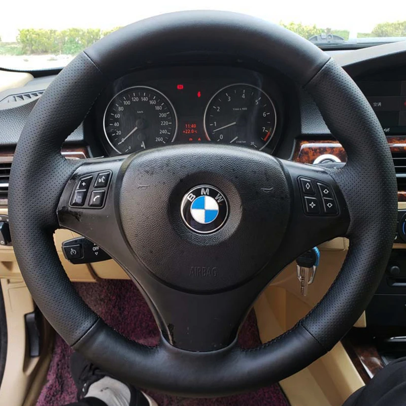 Custom Car Steering Wheel Braid Cover 100% Fit For BMW E90 320i 325i 330i 335i E87 120i 130i 120d Auto Interior Accessories