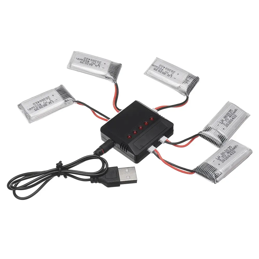 Pengisi daya baterai dan baterai Lipo 3.7V 400mAh untuk X4 H107 H31 KY101 E33C E33 U816A V252 H6C RC Quadcopter Drone suku cadang