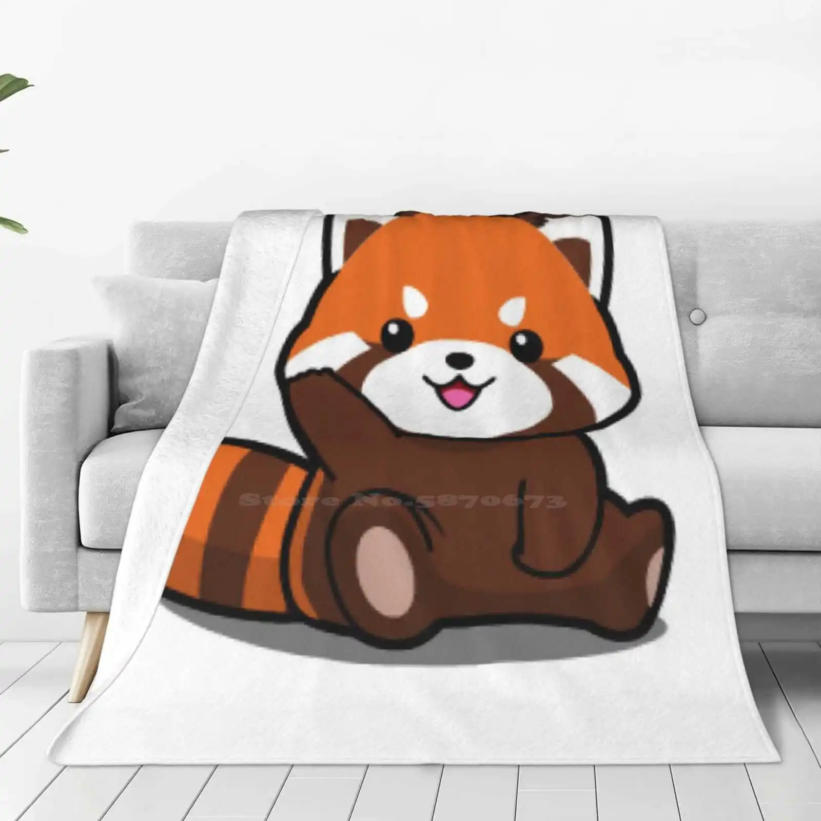 Red Cute Panda. Hot Sale Printing High Qiality Warm Flannel Blanket Teens Teenager Young Trendy Fashion Red Panda Rouge Petit