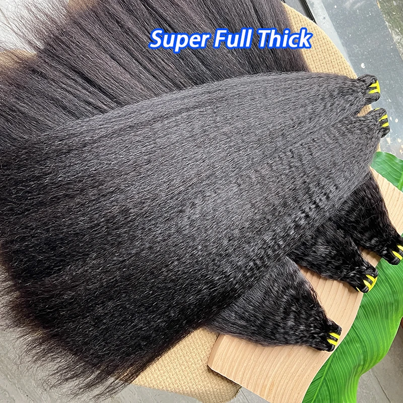 

Кудрявые прямые пучки человеческих волос, супер двойные наращивание волос, толстые прямые человеческие необработанные пучки волос яки, 10-30 дюймов